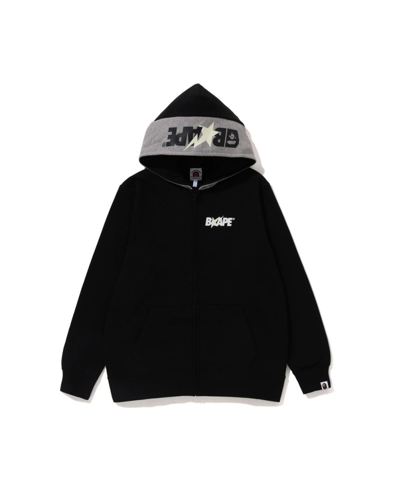 Vêtements D'extérieur Bape Zip Hoodie Jr Noir Enfant | QDY-14477155